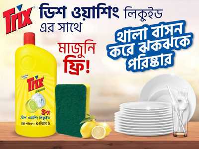 Trix Dishwashing Liquid Lemon (Free Scrubber) 1 ltr-offer